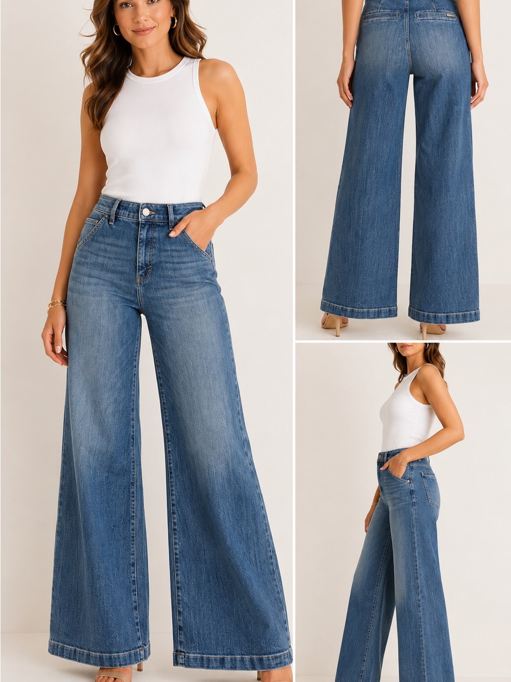 White House Black Market Extra High Rise Wide Leg Everyday Soft Jeans 4P Petite